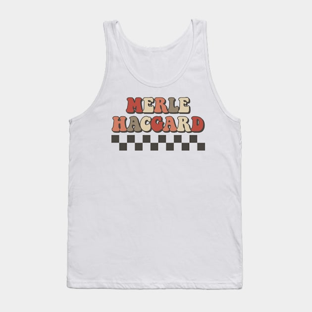 Merle Haggard Checkered Retro Groovy Style Tank Top by Time Travel Style